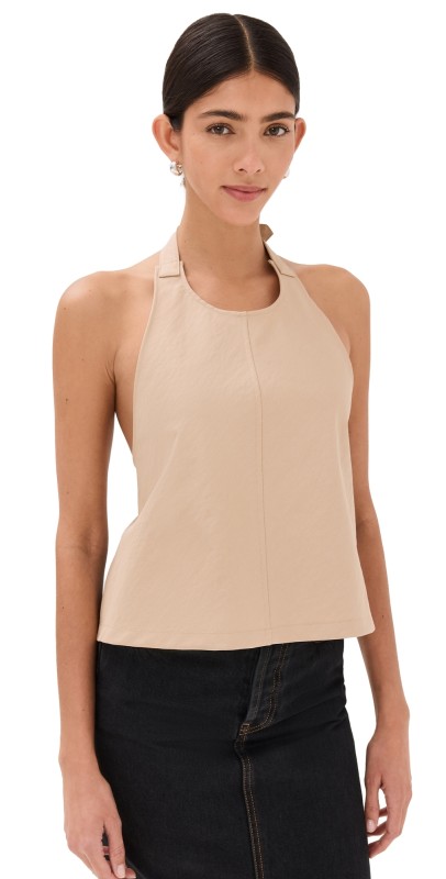 WARDROBE. NYC Drill Backless Halter Top Black