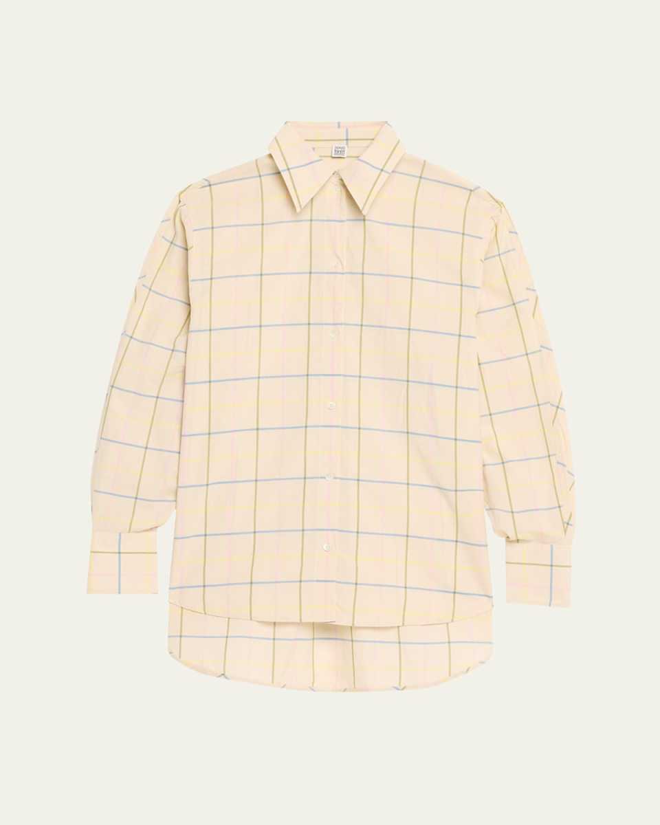 Plaid Poplin Button-Front Shirt
