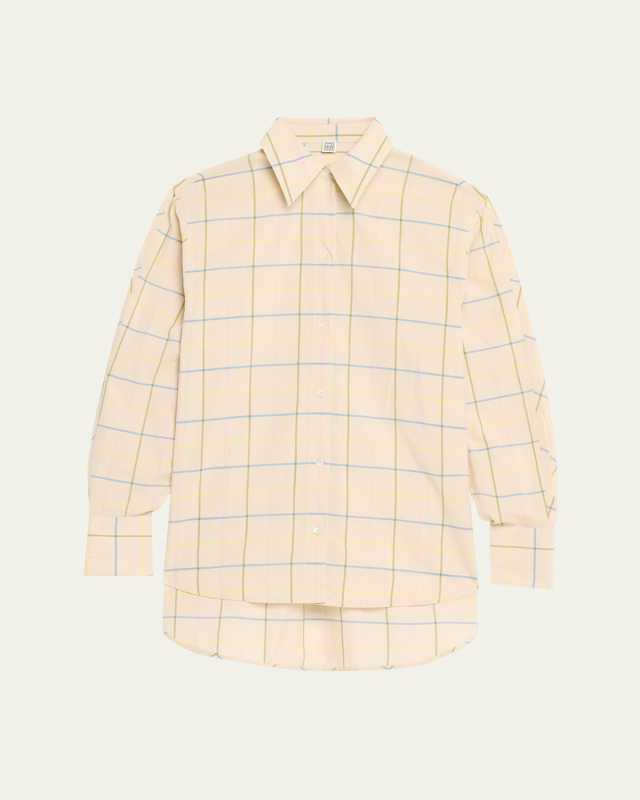 Plaid Poplin Button-Front Shirt