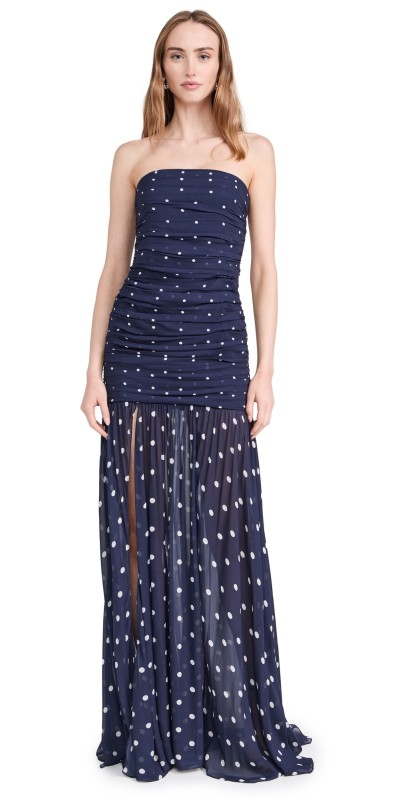 Retrofête Annalise Dress Navy Polka Dots
