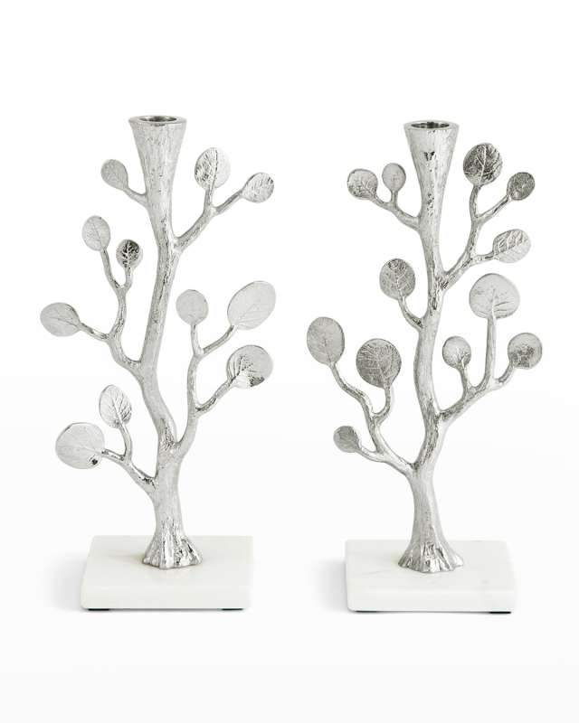 Botanical Leaf Candleholders, Set of 2