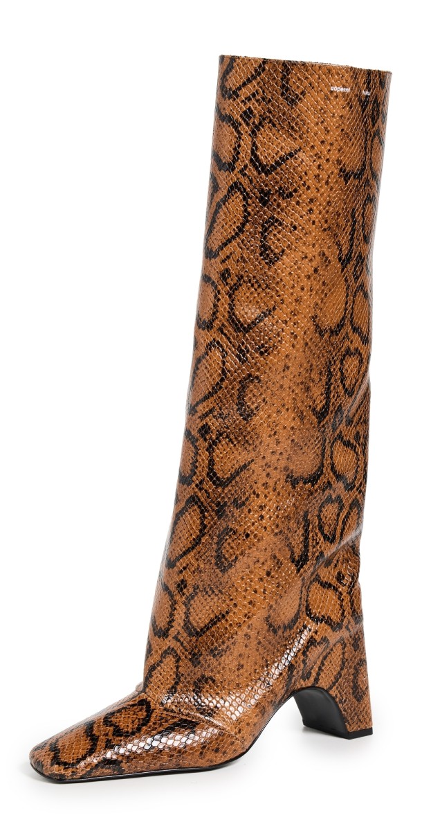 Coperni Snake Print Bridge Boots Brown