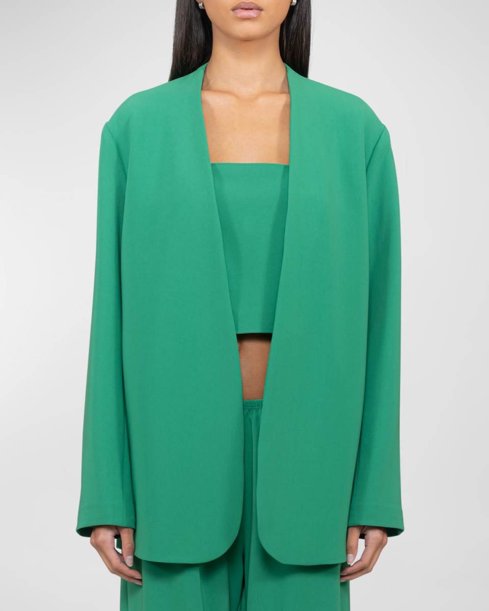 Arielle Collarless Crepe Blazer