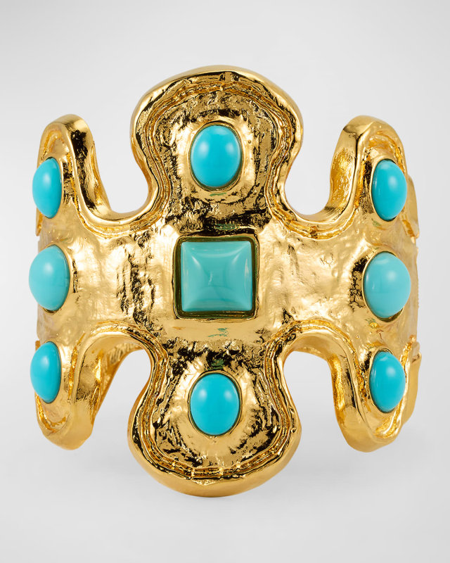 22k Gold-Plated Cabochon Cuff Bracelet