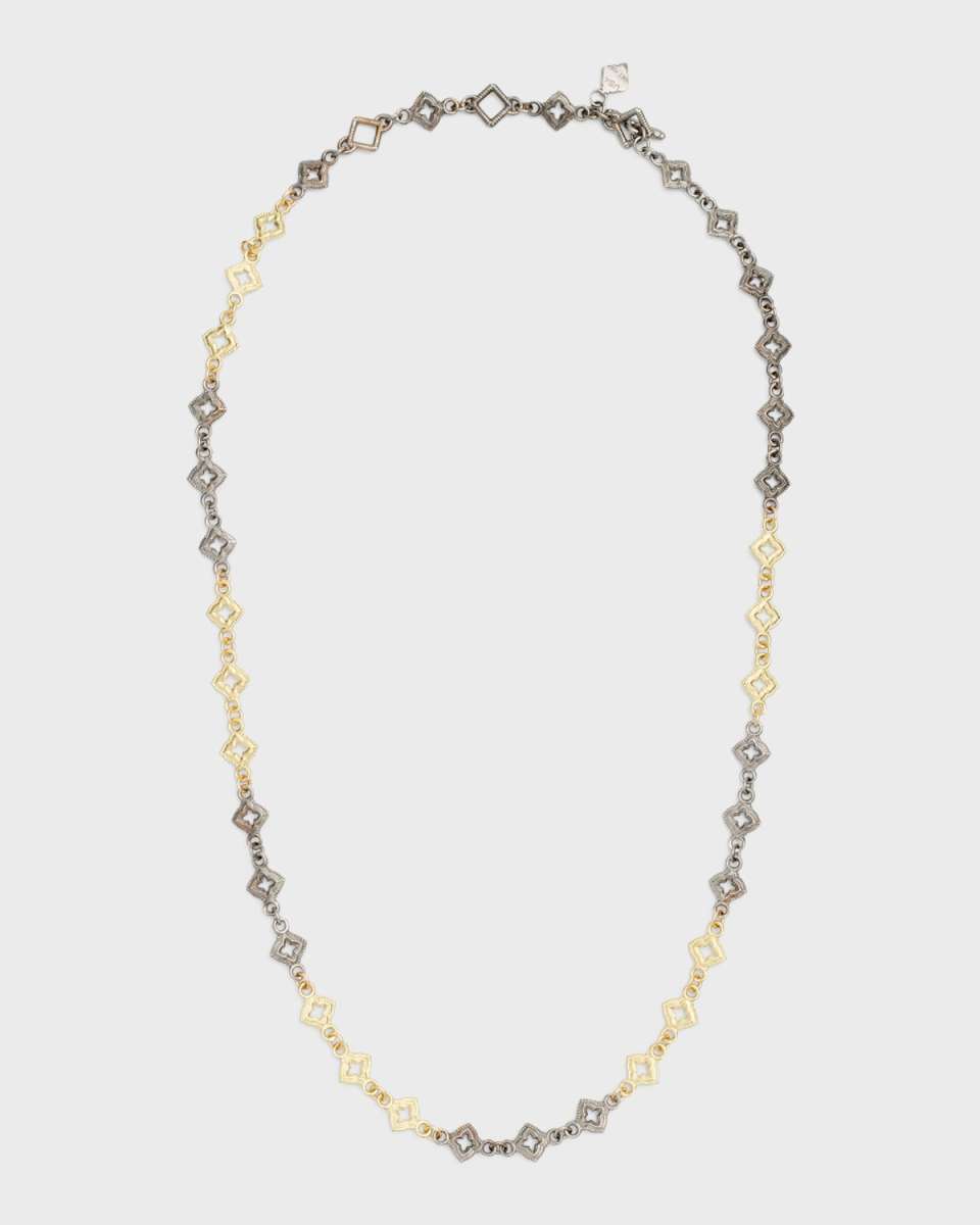 Old World Mini Scroll Necklace in 18K Gold and Silver