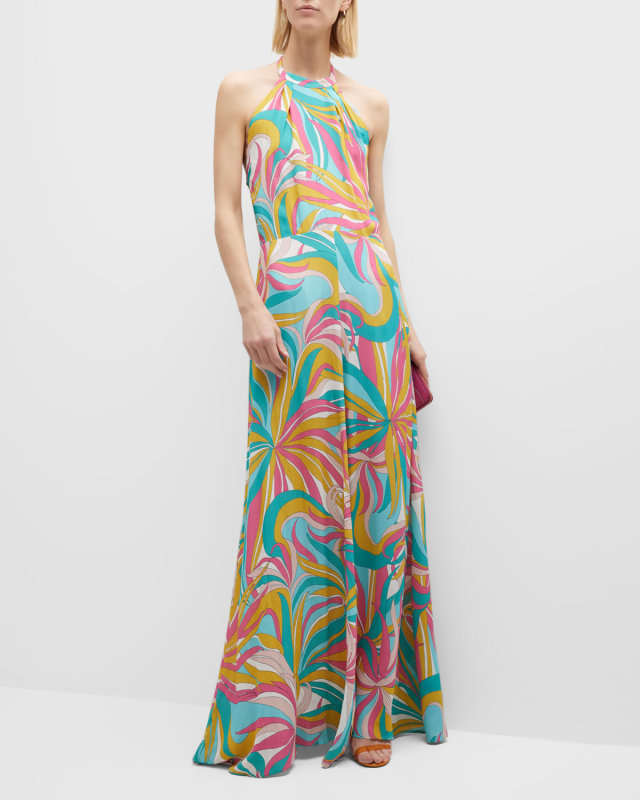 La Rioja Floral Crepe De Chine Maxi Dress