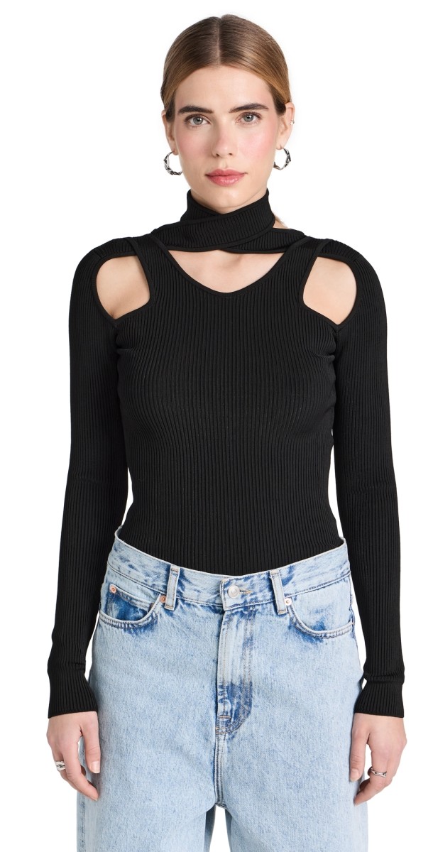 Coperni Cut-Out Knit Sweater Black