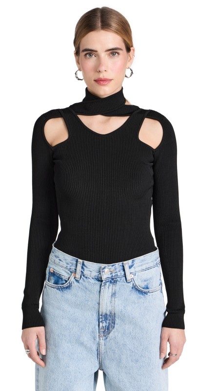 Coperni Cut-Out Knit Sweater Black