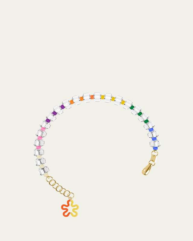 B Multi Beaded Bracelet with Rock Crystal