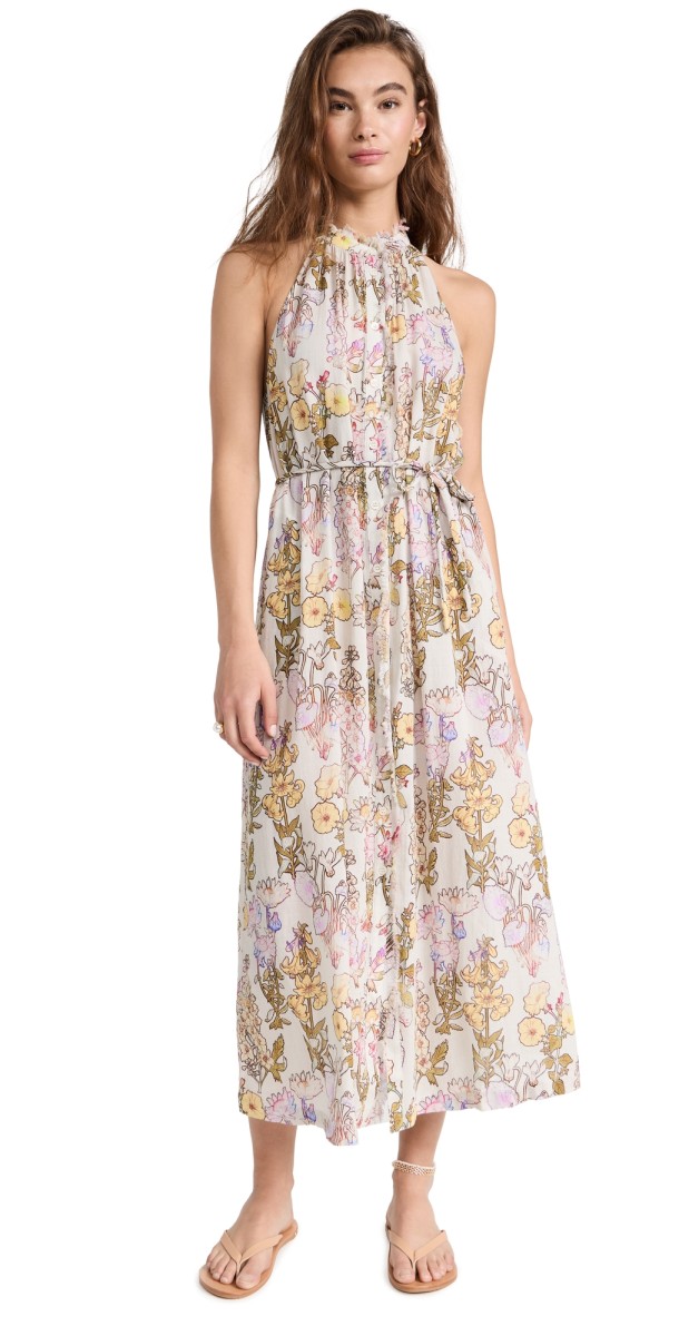 Raquel Allegra Halter Midi Dress Garden Print