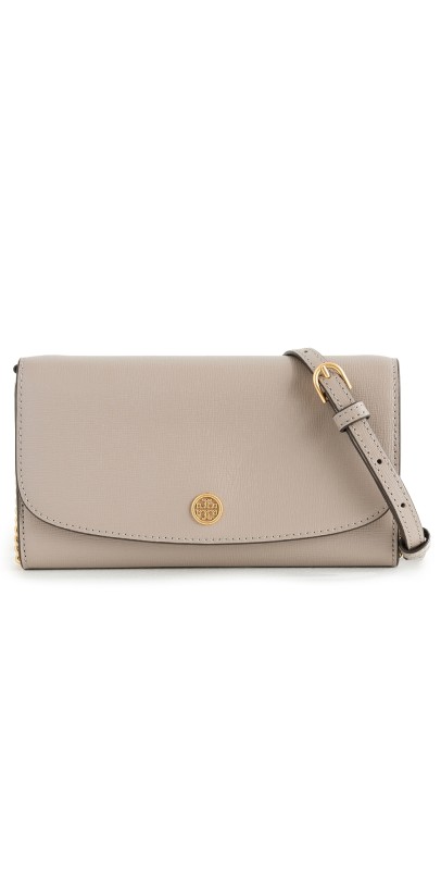 Tory Burch Robinson Chain Wallet Bag Grey Heron