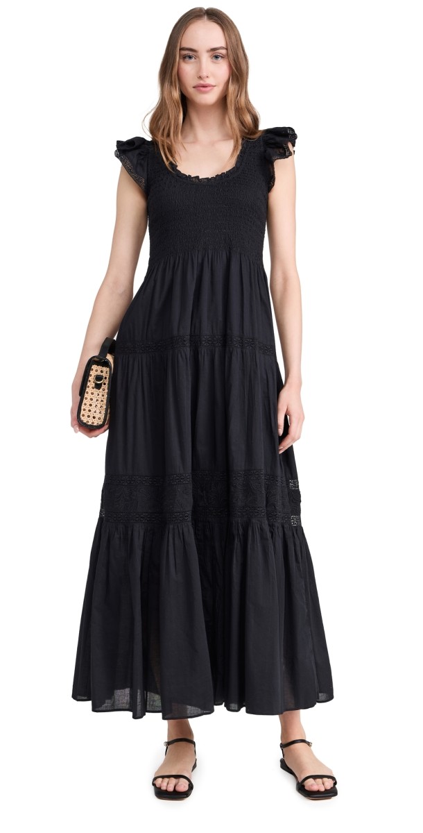 LoveShackFancy Chessie Dress Black
