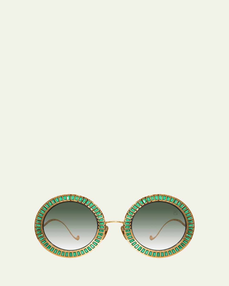 Magic You 2 Green Stainless Steel Round Sunglasses