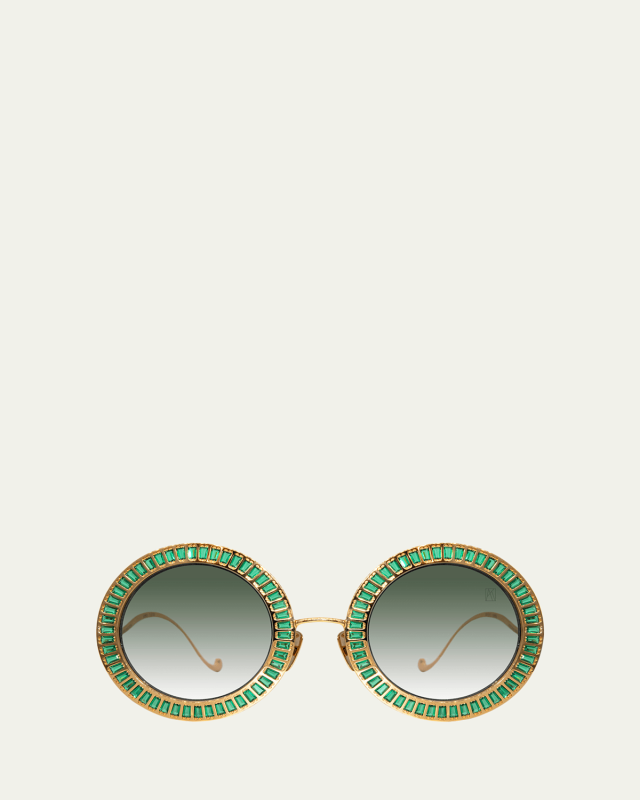 Magic You 2 Green Stainless Steel Round Sunglasses