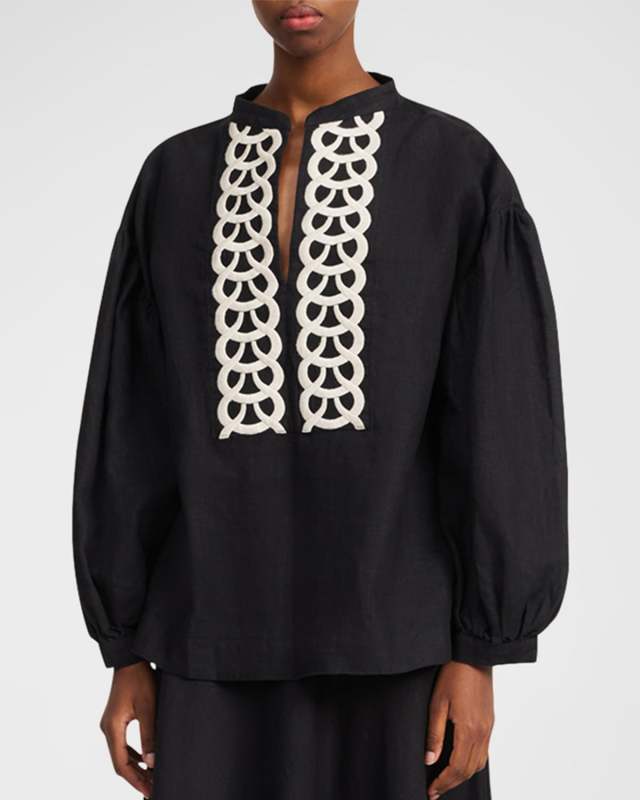 Cadmus Embroidered Linen Blouse