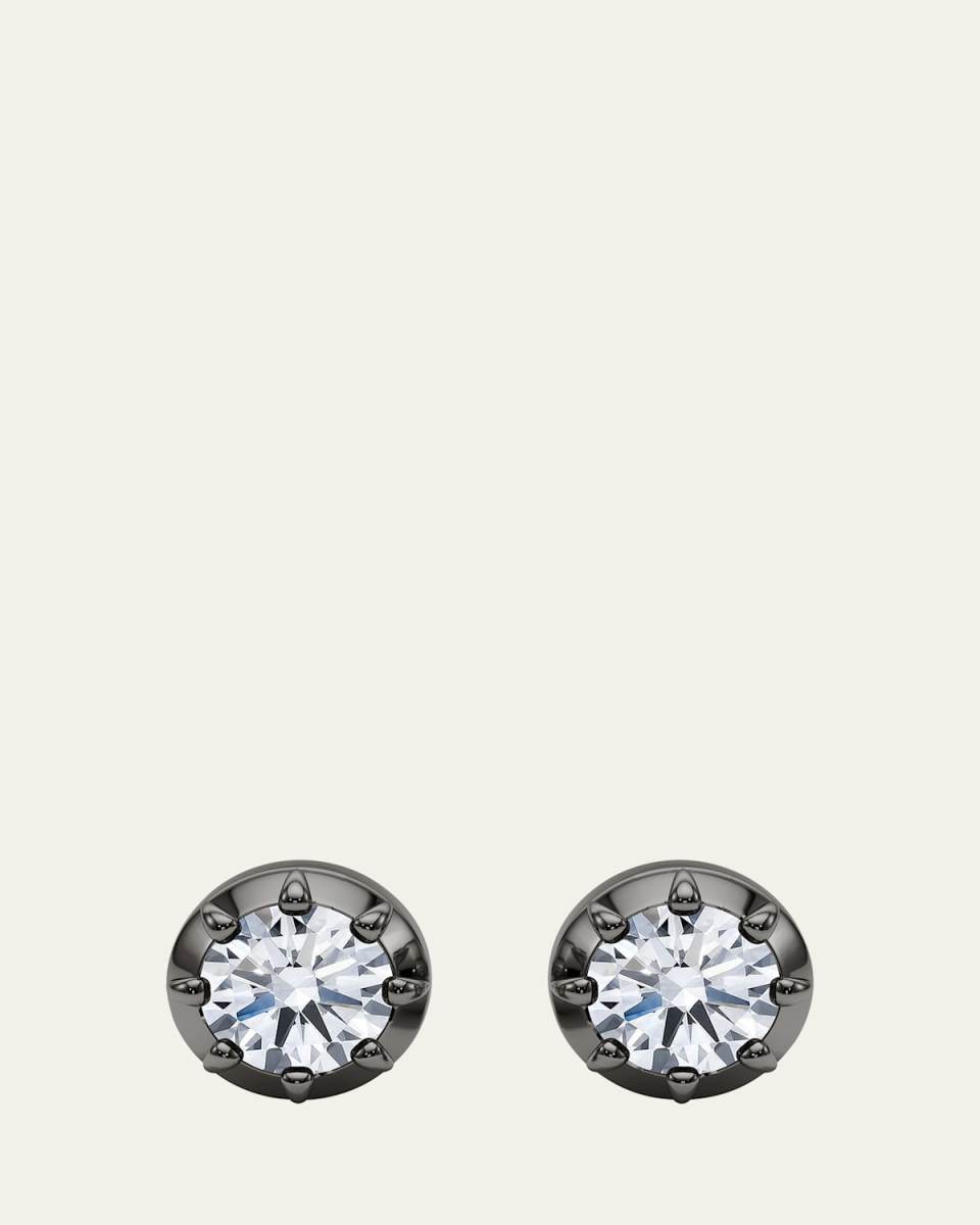 18K Georgian Cut Lab Grown Diamond Stud Earrings, 2.0tcw