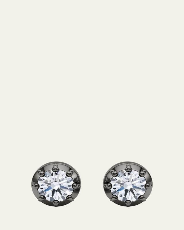 18K Georgian Cut Lab Grown Diamond Stud Earrings, 2.0tcw