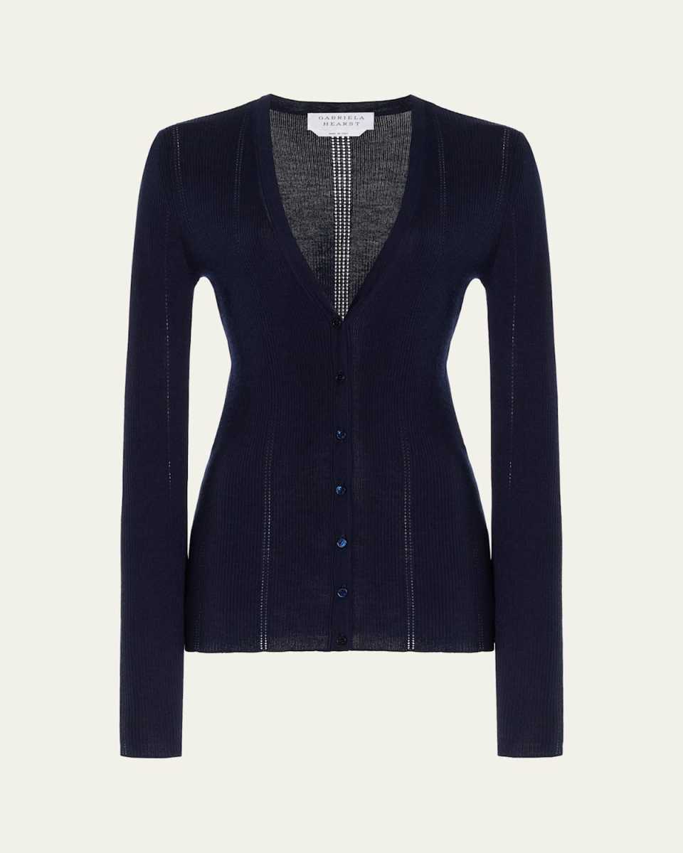 Lillian Slim V-Neck Wool Cardigan