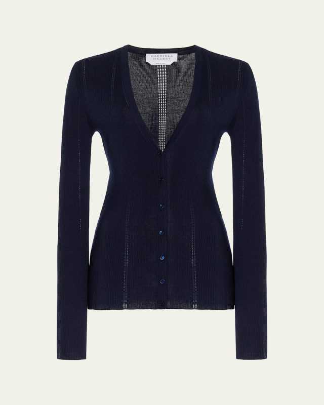 Lillian Slim V-Neck Wool Cardigan