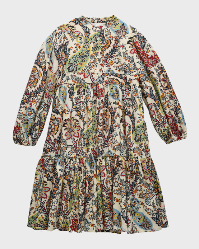 Girl's Multicolor Paisley-Print Dress, Size 4-10