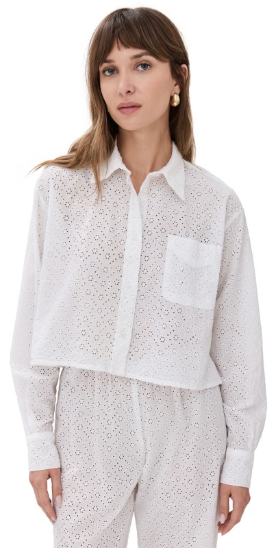 SPRWMN Cropped Button Up Shirt White