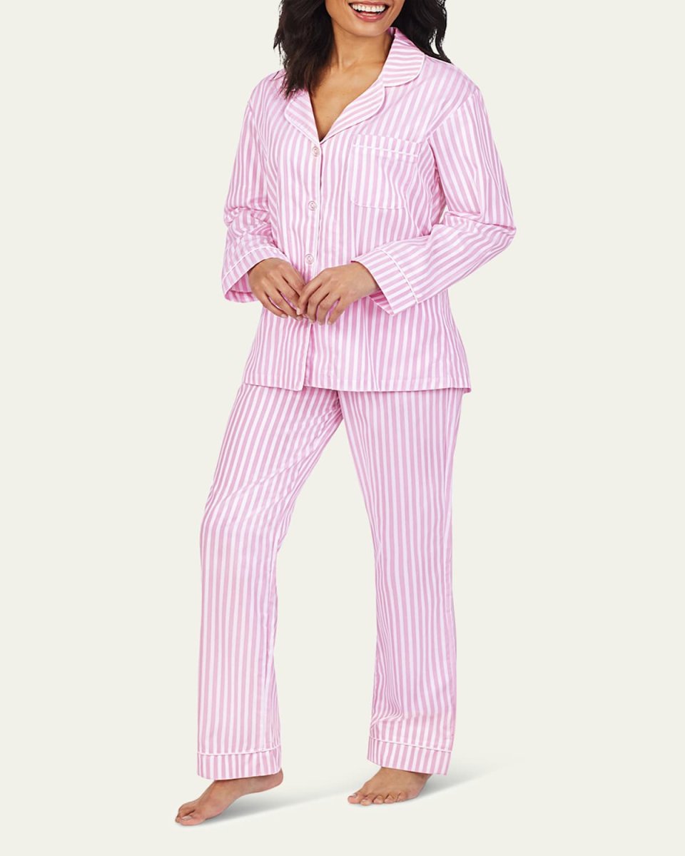 3D Striped Cotton Long-Sleeve Classic Pajama Set