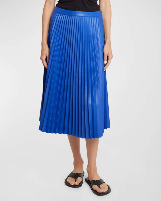 Daphne Pleated Faux-Leather Midi Skirt