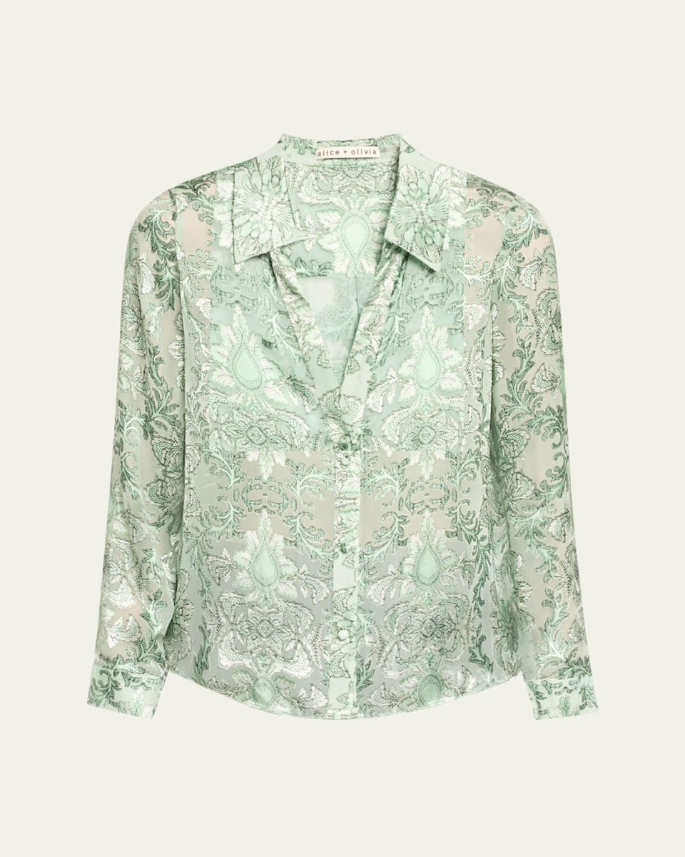 Eloise Burnout Button-Front Blouse