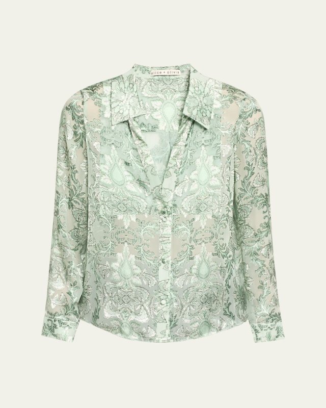 Eloise Burnout Button-Front Blouse
