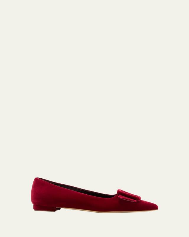 Maysale Velvet Buckle Ballerina Flats