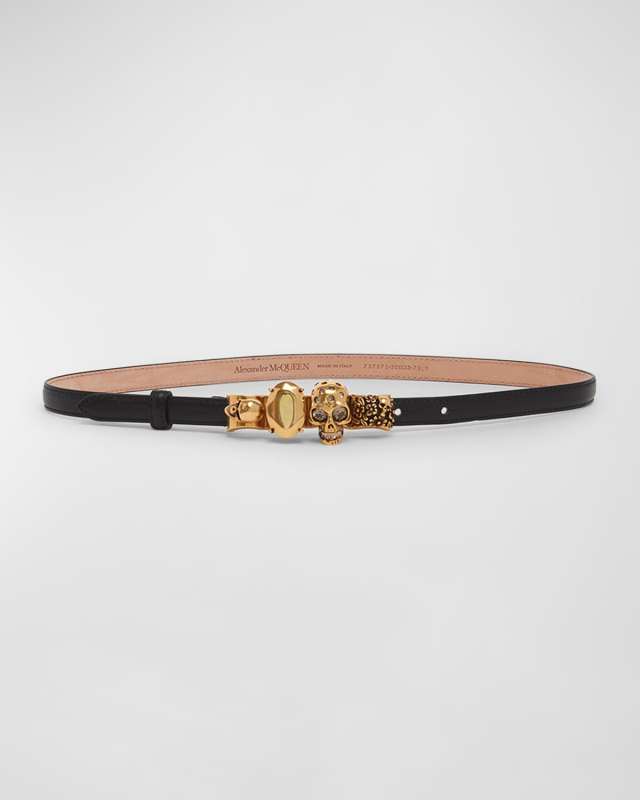 The Knuckle Black Leather Skinny Belt