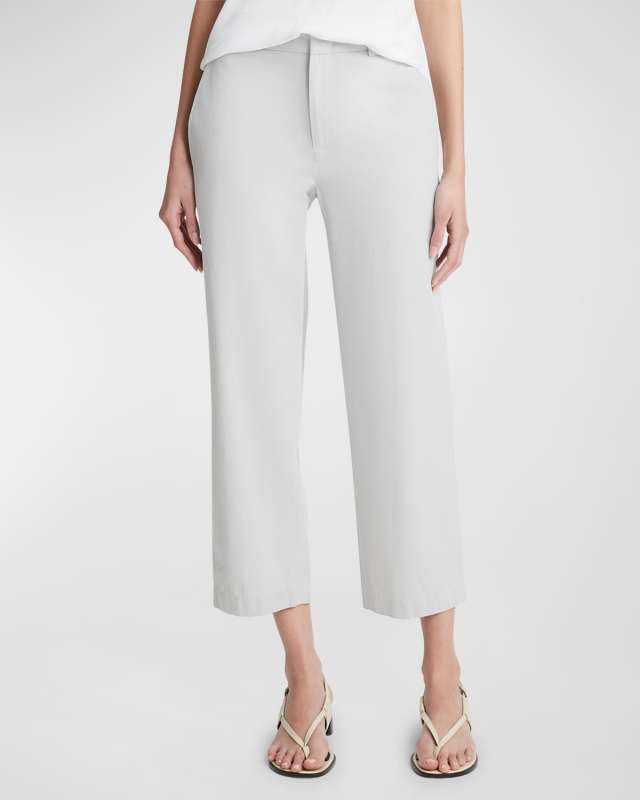Mid-Rise Washed Cotton Cropped Pants