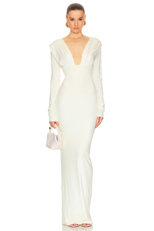 HELSA Jersey Deep V Maxi Dress