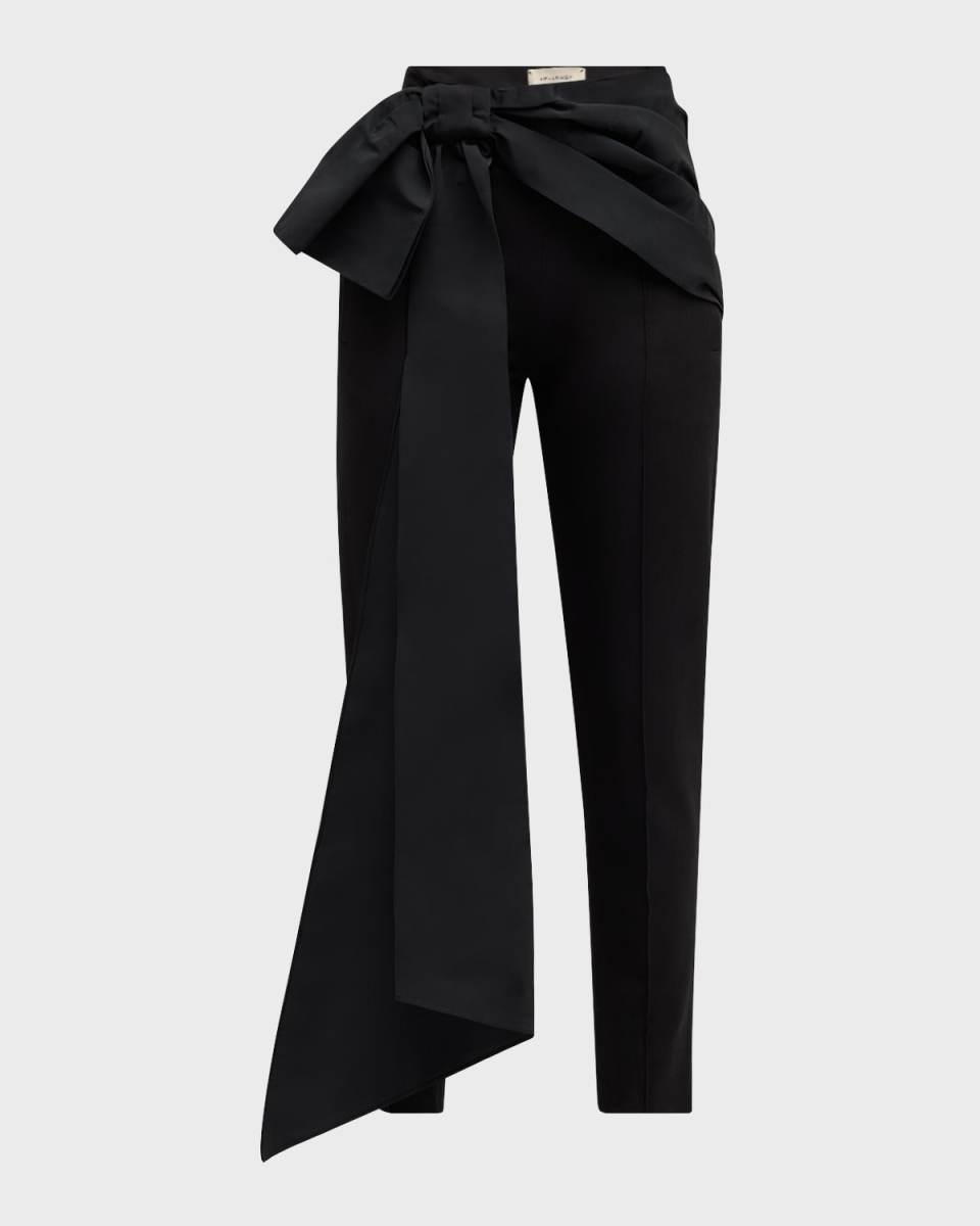 Bowie Straight-Leg Ankle Bow Pants