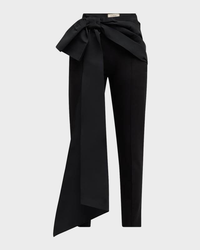 Bowie Straight-Leg Ankle Bow Pants