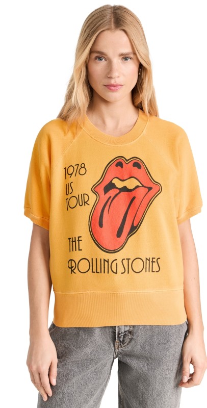 MADEWORN ROCK Rolling Stones 1978 Sweatshirt Goldenrod