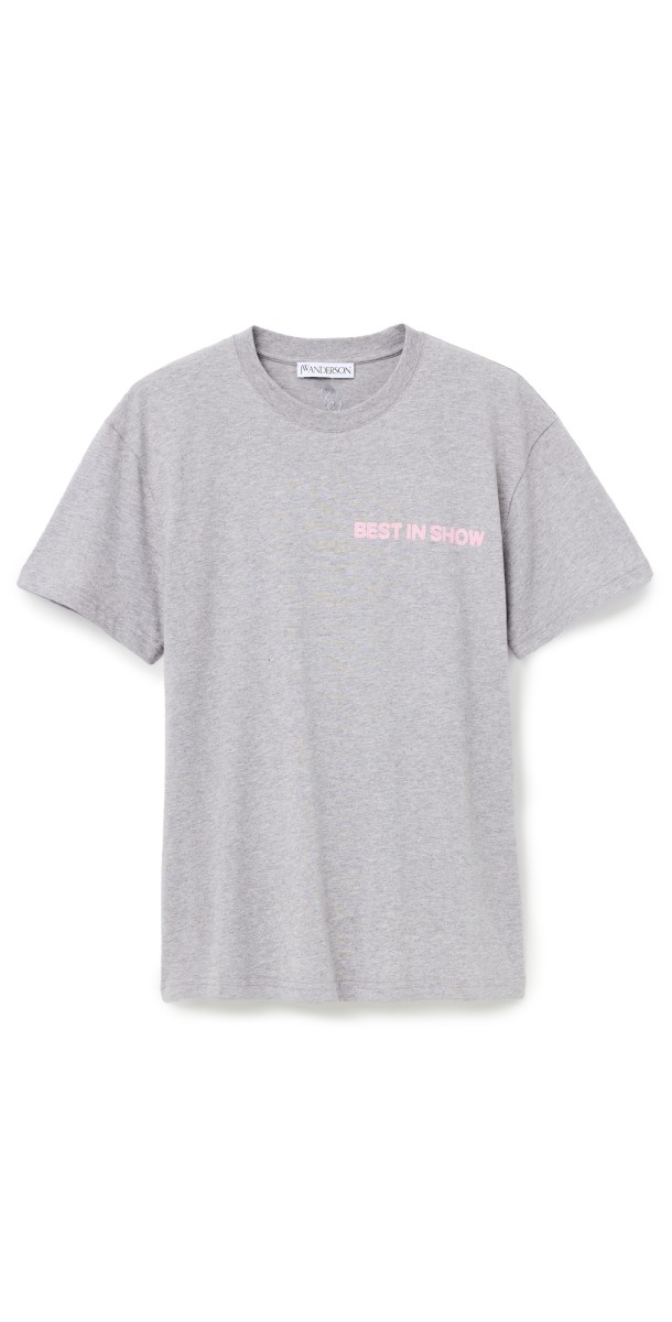 JW Anderson Unisex Best In Show Back Print Tee Light Grey Melange