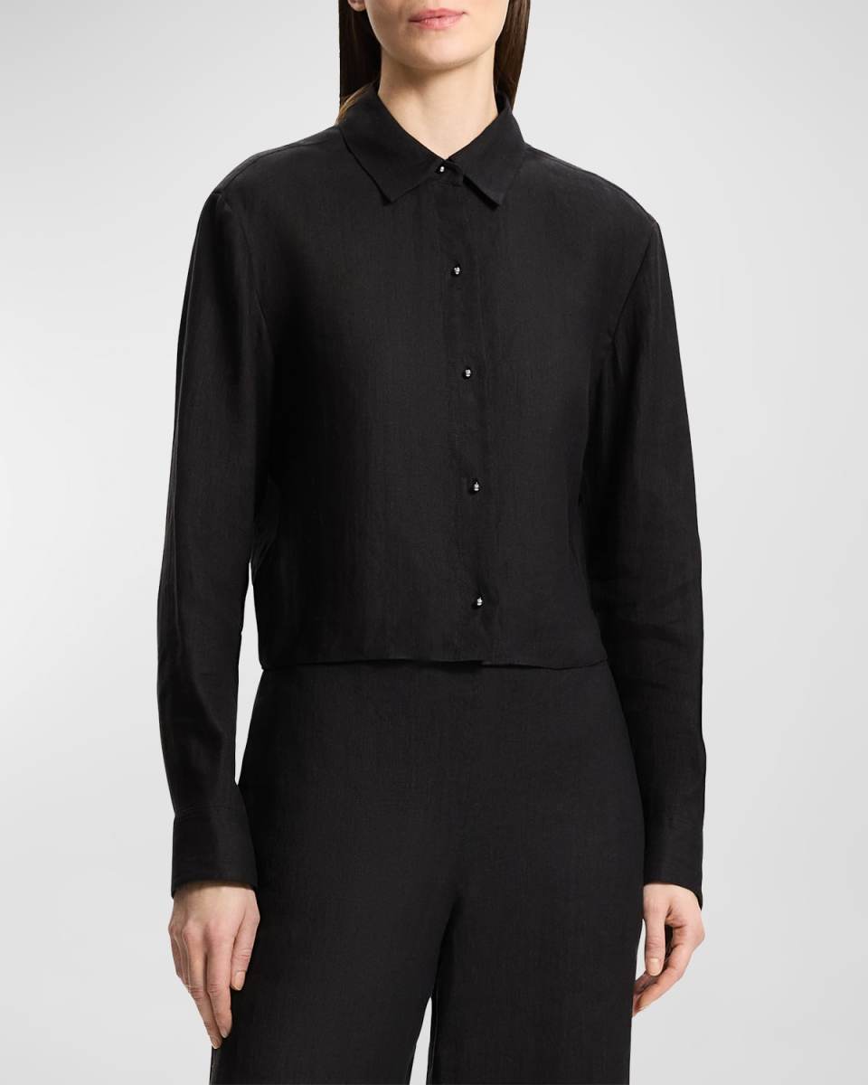 Drape Hemp Tapered Crop Shirt