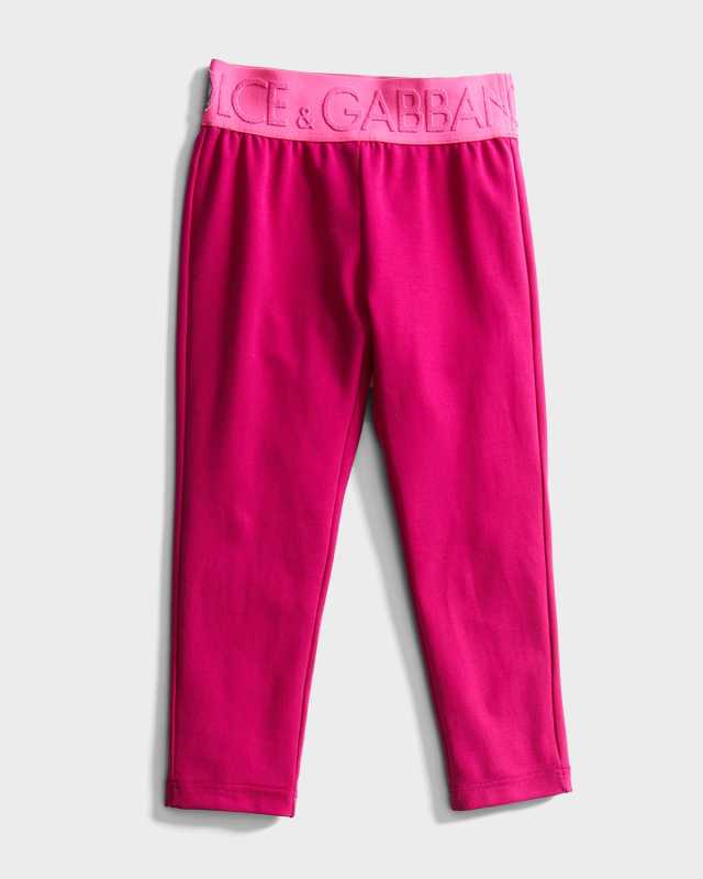 Girl's DG Logo-Waistband Leggings, Size 4-6