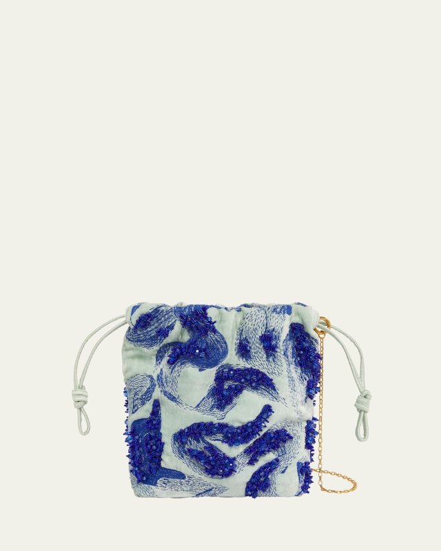 Cloud Small Leather Drawstring Bag