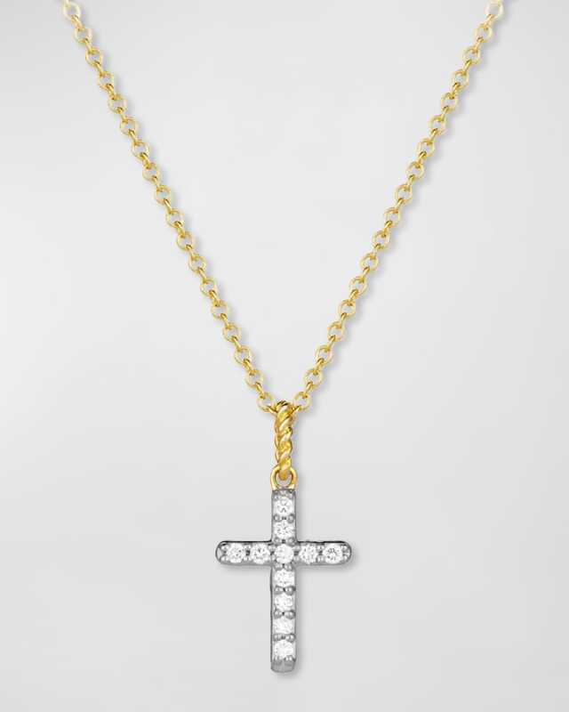 Cable Collectibles Cross Necklace with Diamonds in Gold on Cha