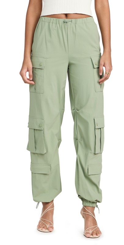 alice + olivia Shara High Rise Parachute Cargo Pants Sage