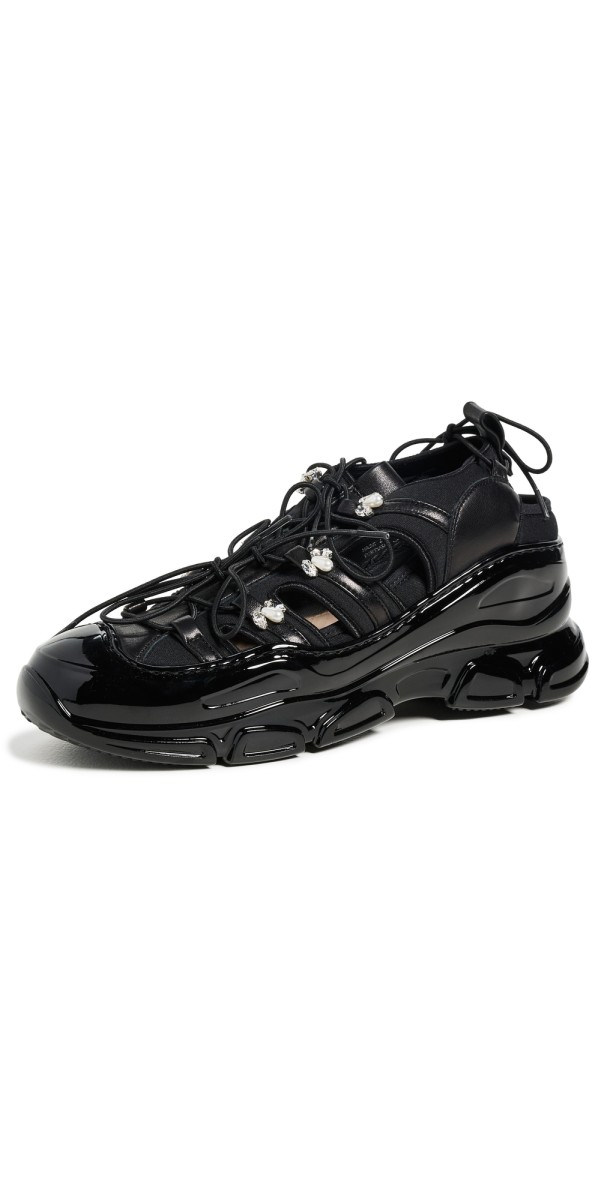 Simone Rocha Beaded Classic Tracker Trainers Black Nappa/Pearl/Clear