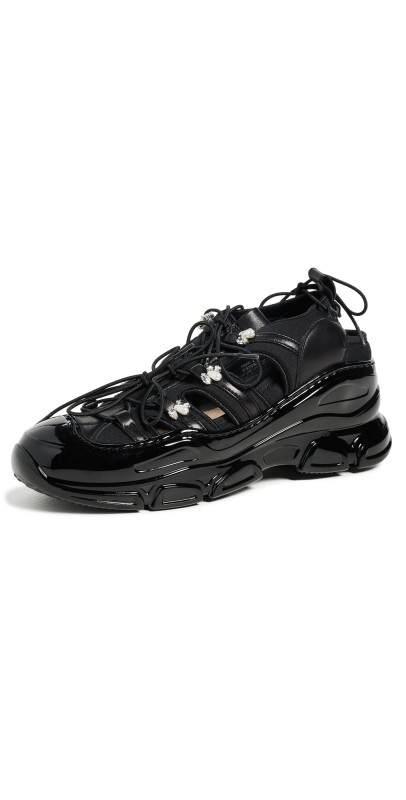 Simone Rocha Beaded Classic Tracker Trainers Black Nappa/Pearl/Clear