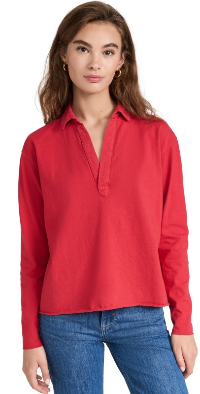 Frank & Eileen Popover Henley Double Decker Red