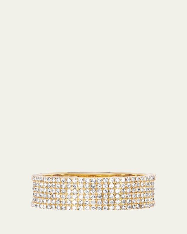 Diamond Cigar Band Ring in 14k Yellow Gold, Size
