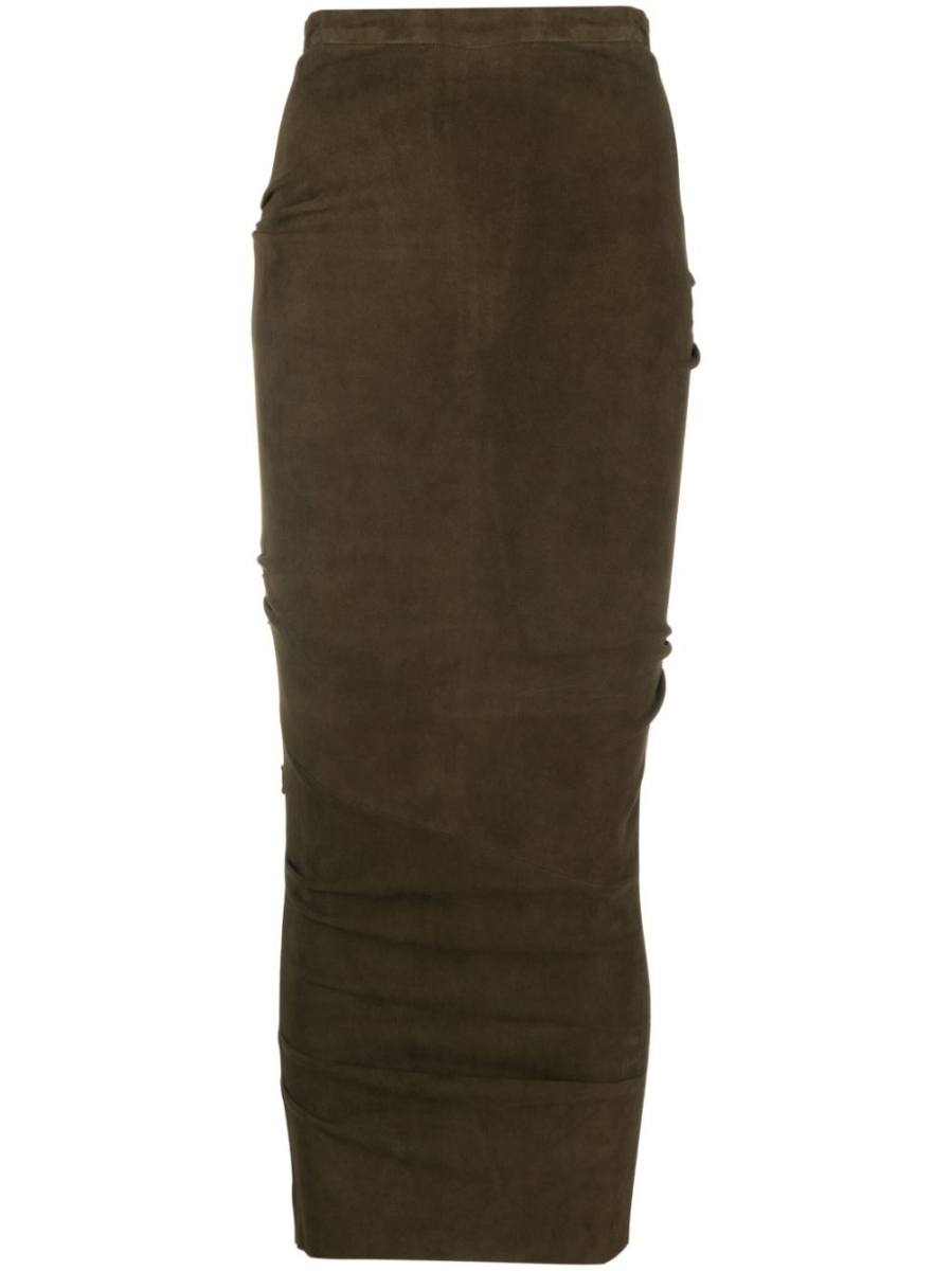 ruched high-waisted maxi skirt