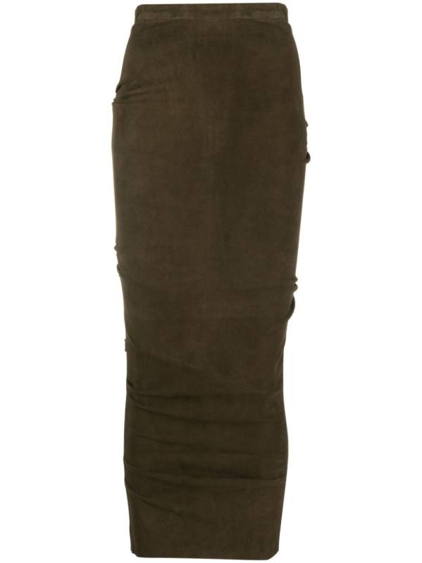 ruched high-waisted maxi skirt