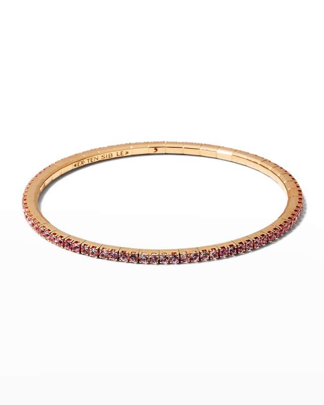 Rose Gold Stretch Pink Sapphire Tennis Bracelet