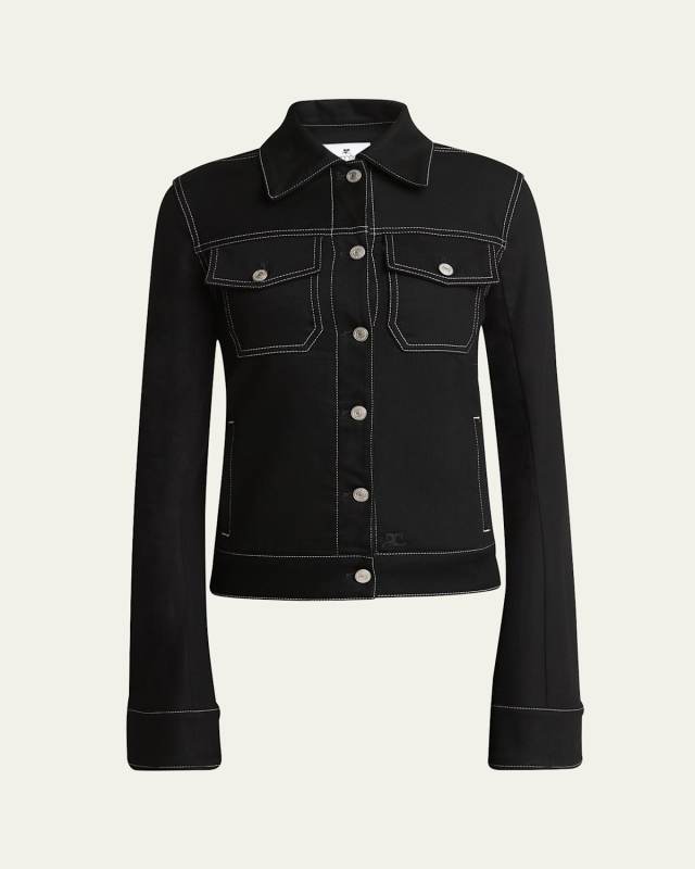 Wide-Sleeve Denim Trucker Jacket